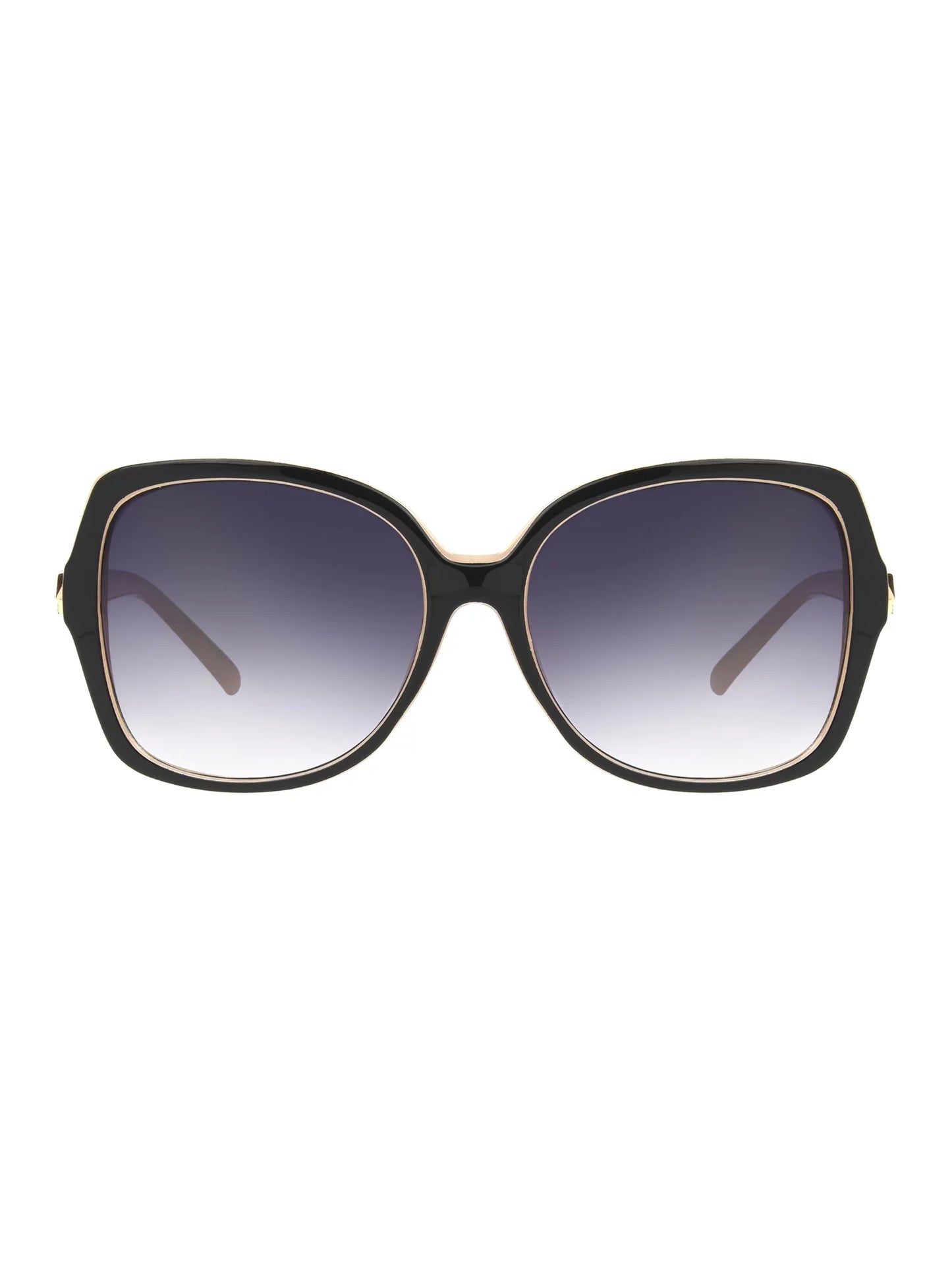 Women'S Oversized Fashion Sunglasses, Black Beige