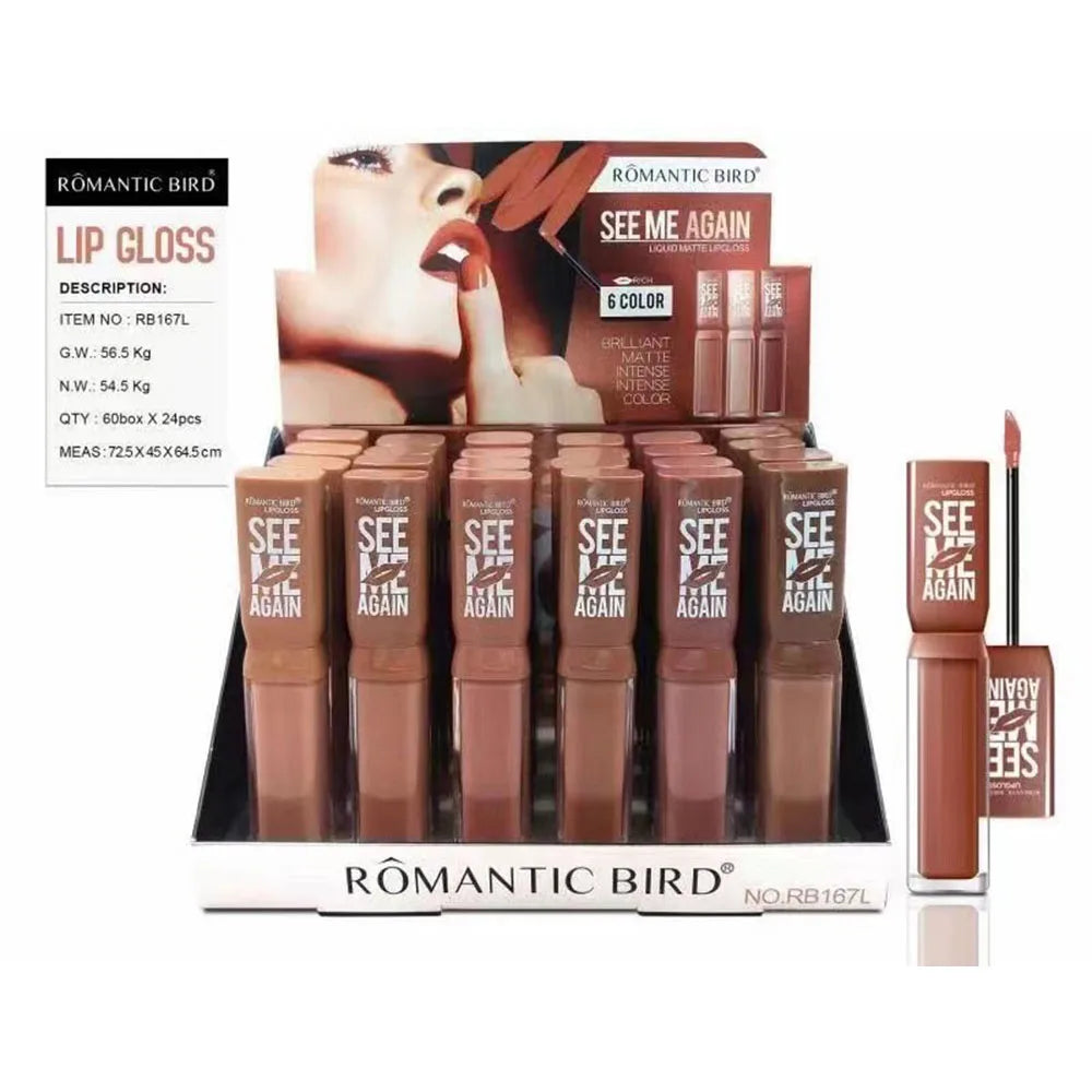 24Pcs Matte Nude Liquid Lipstick Pack Set 6 Colors 24 Hour Long-lasting Waterproof Velvet Lip Stick Lip Gloss for Women