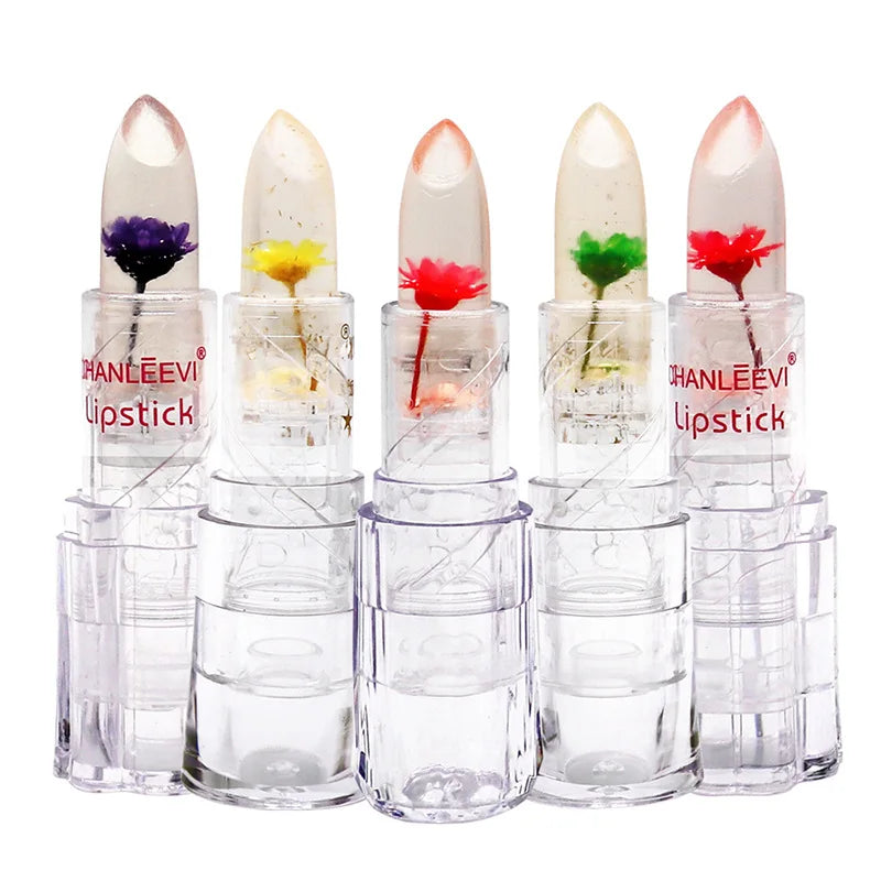 24Pcs Crystal Flower Jelly Lipstick Set Temperature Colorchanged Moisturizing Long Lasting Lipstick Girls Lips Makeup