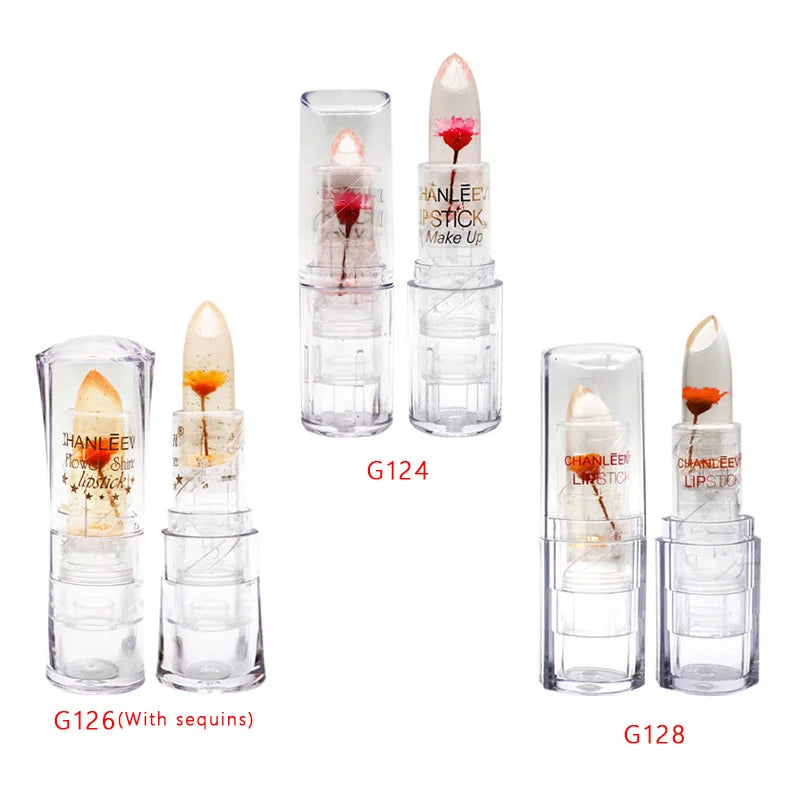 24Pcs Crystal Flower Jelly Lipstick Set Temperature Colorchanged Moisturizing Long Lasting Lipstick Girls Lips Makeup