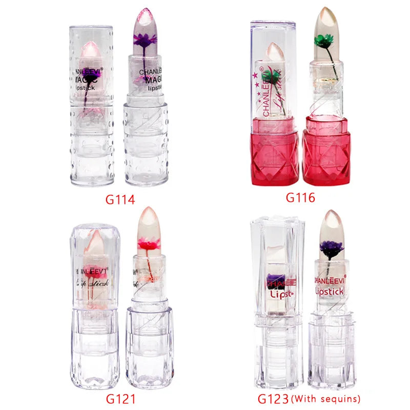 24Pcs Crystal Flower Jelly Lipstick Set Temperature Colorchanged Moisturizing Long Lasting Lipstick Girls Lips Makeup