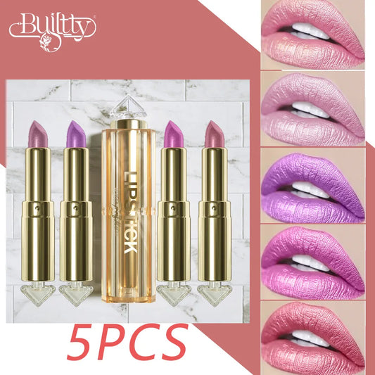 Beauty Glitter Shimmer Matte Lipstick Waterproof Set 5 Colors Shinning Long Lasting Waterproof Colourful Lipstick Set (5 PCS)