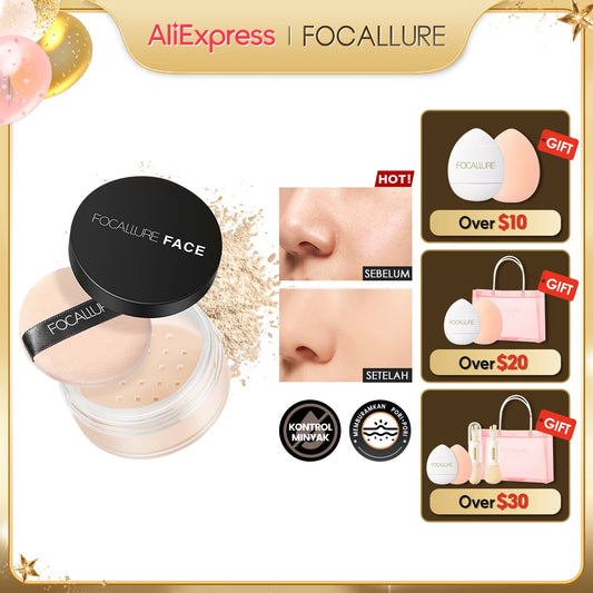 FOCALLURE 9 Colors Oil-control Loose Powder Waterproof Long-lasting Full Coverage Face Compact Setting Powder Makeup Cosmetics