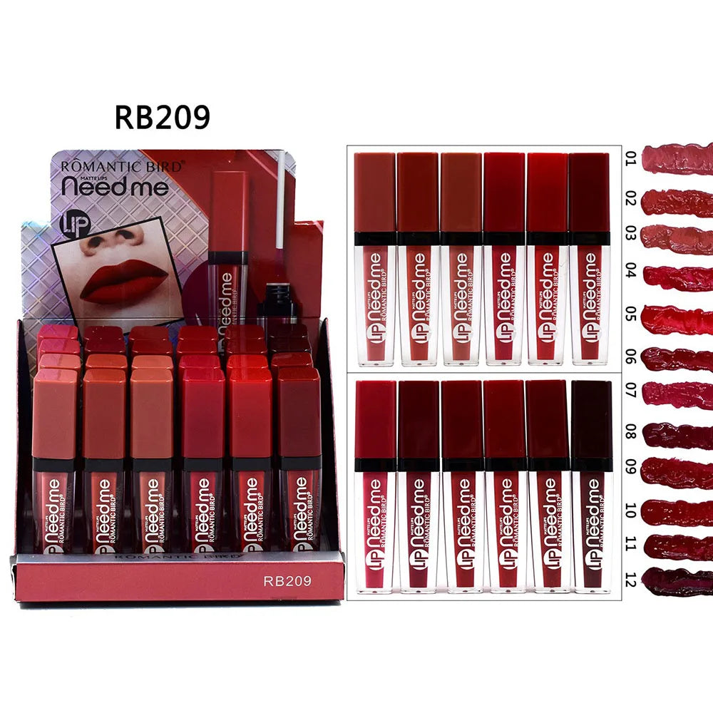 24Pcs Matte Liquid Lipstick Pack Set 12 Colors 24 Hour Long-lasting Waterproof Velvet Lip Stick Lip Gloss for Girls and Women