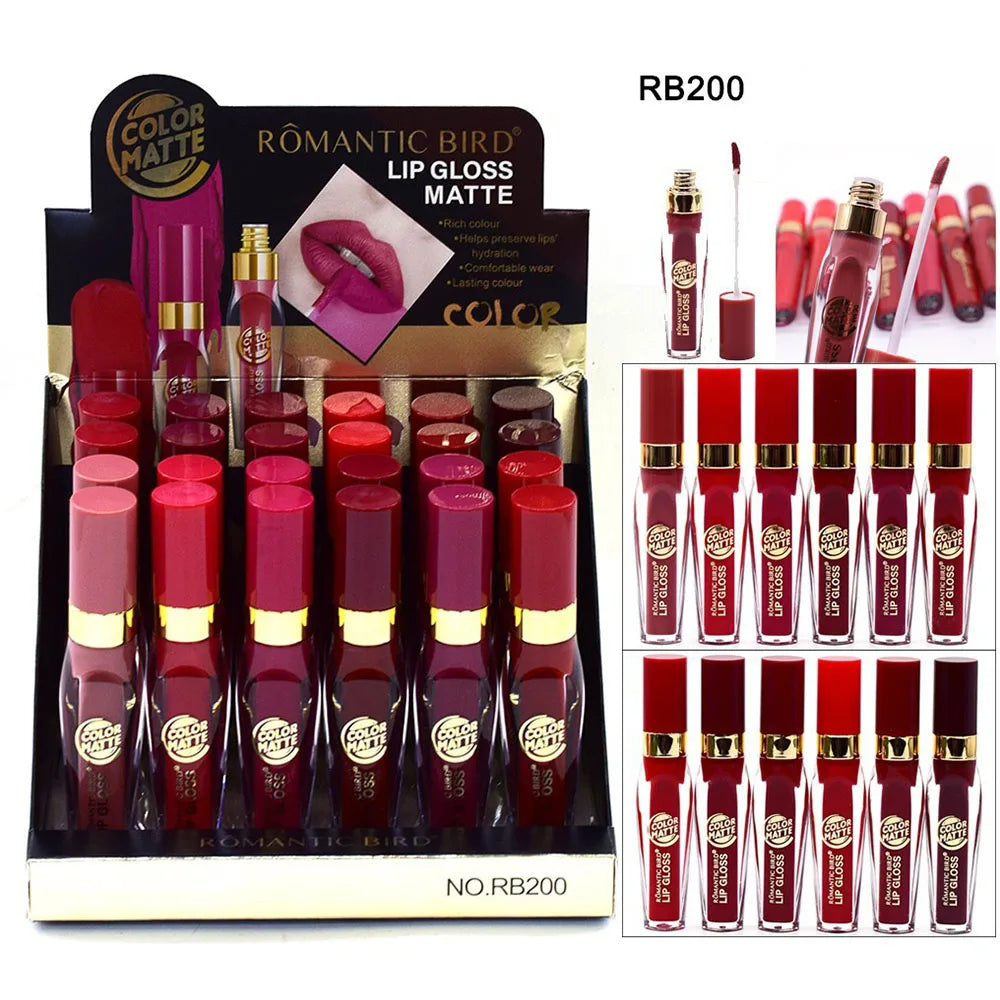 24Pcs Matte Liquid Lipstick Pack Set 12 Colors 24 Hour Long-lasting Waterproof Velvet Lip Stick Lip Gloss for Girls and Women